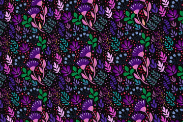 Viskose Webware, "In full bloom" by Emjo-Design, Swafing, Blumen, schwarz, 0,5 m